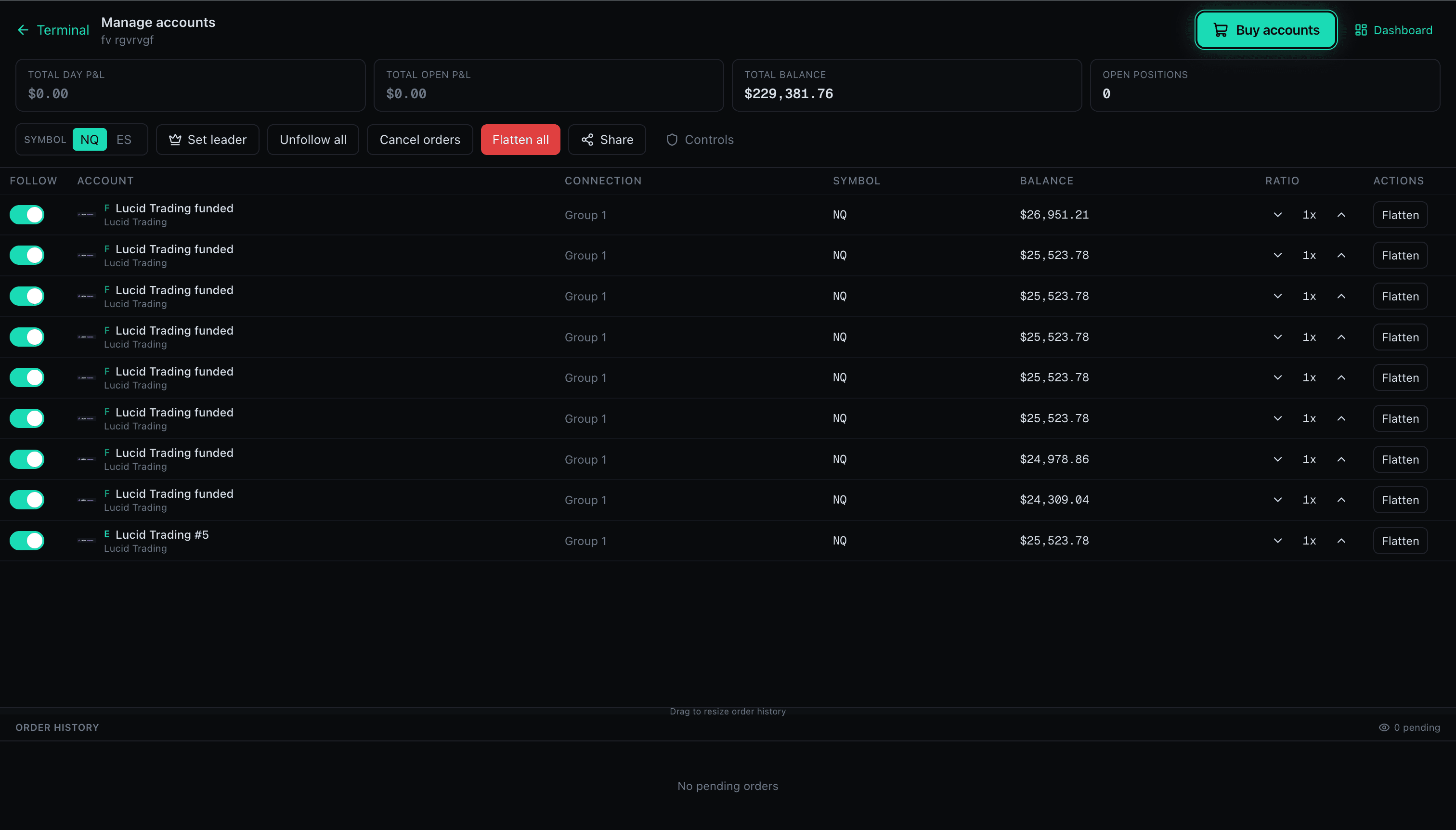 Copy trade across multiple prop firm accounts